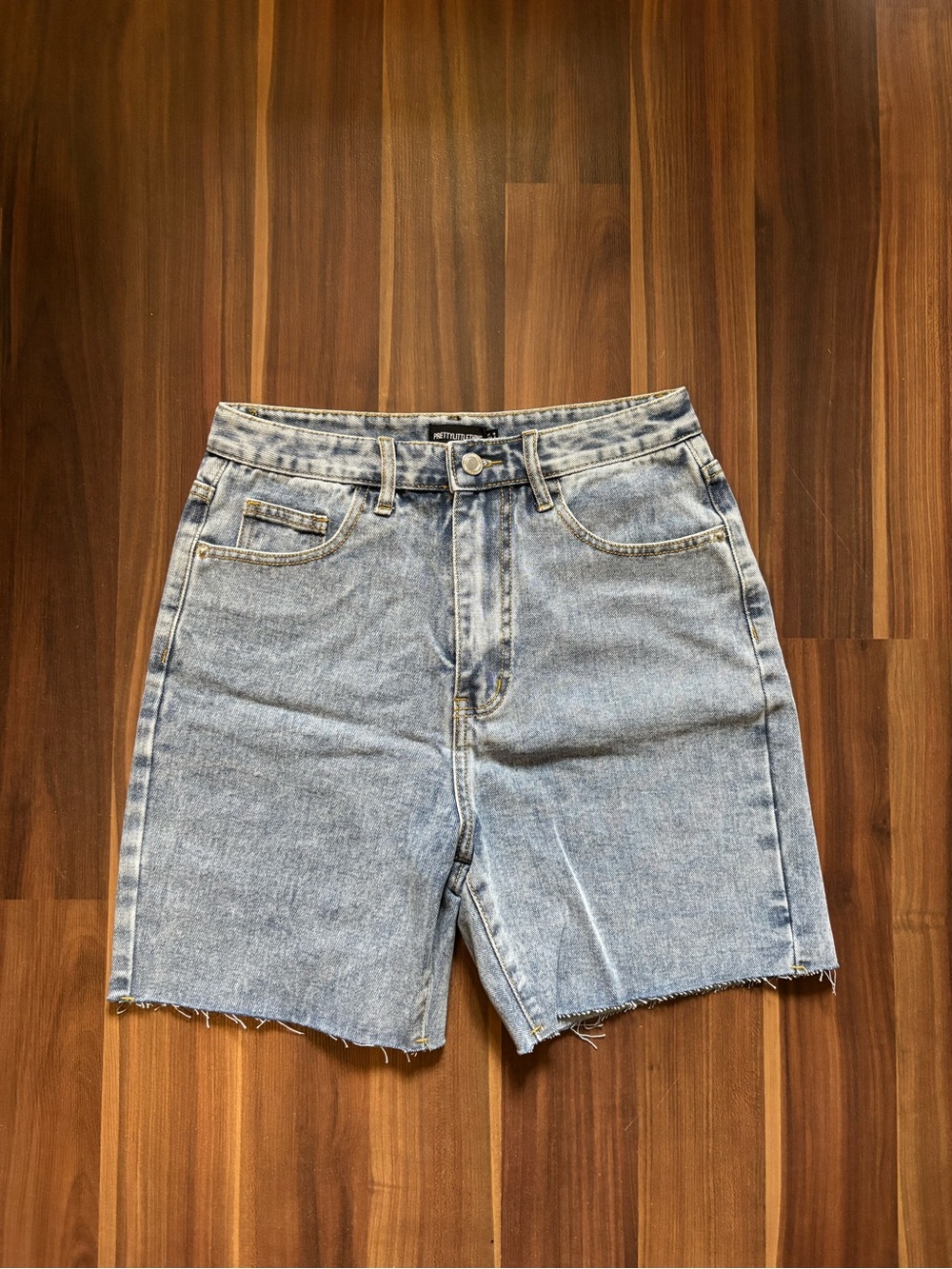 PrettyLittleThing Light Blue High-Waist Denim Jean Shorts